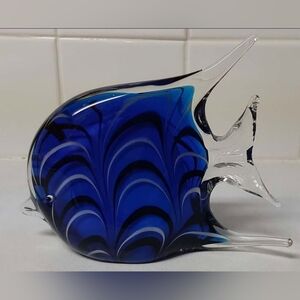 Cobalt Blue Blown Glass Angel Fish